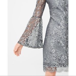 WHBM Metallic Lace Bell Sleeve Shift Dress Size 8